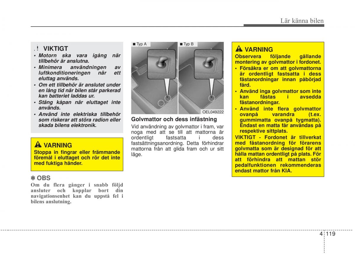 KIA Rio Pride UB instruktionsbok / page 191