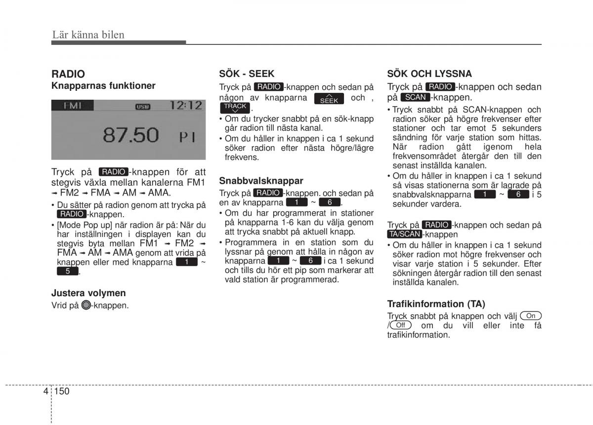 KIA Rio Pride UB instruktionsbok / page 222