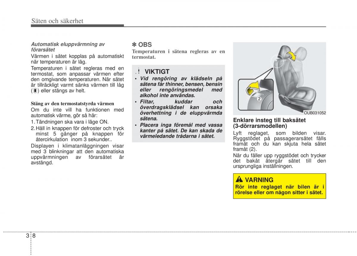 KIA Rio Pride UB instruktionsbok / page 31