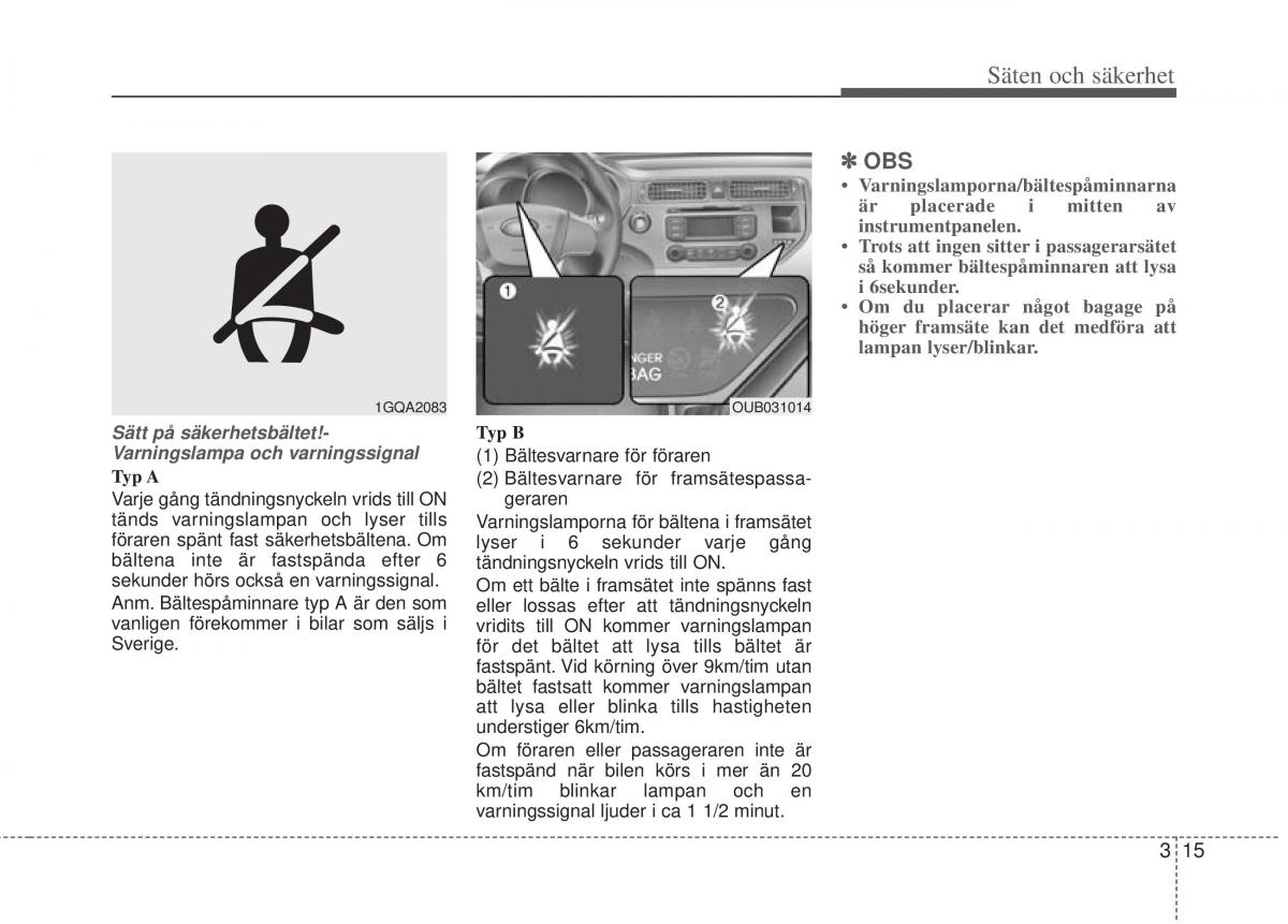 KIA Rio Pride UB instruktionsbok / page 38