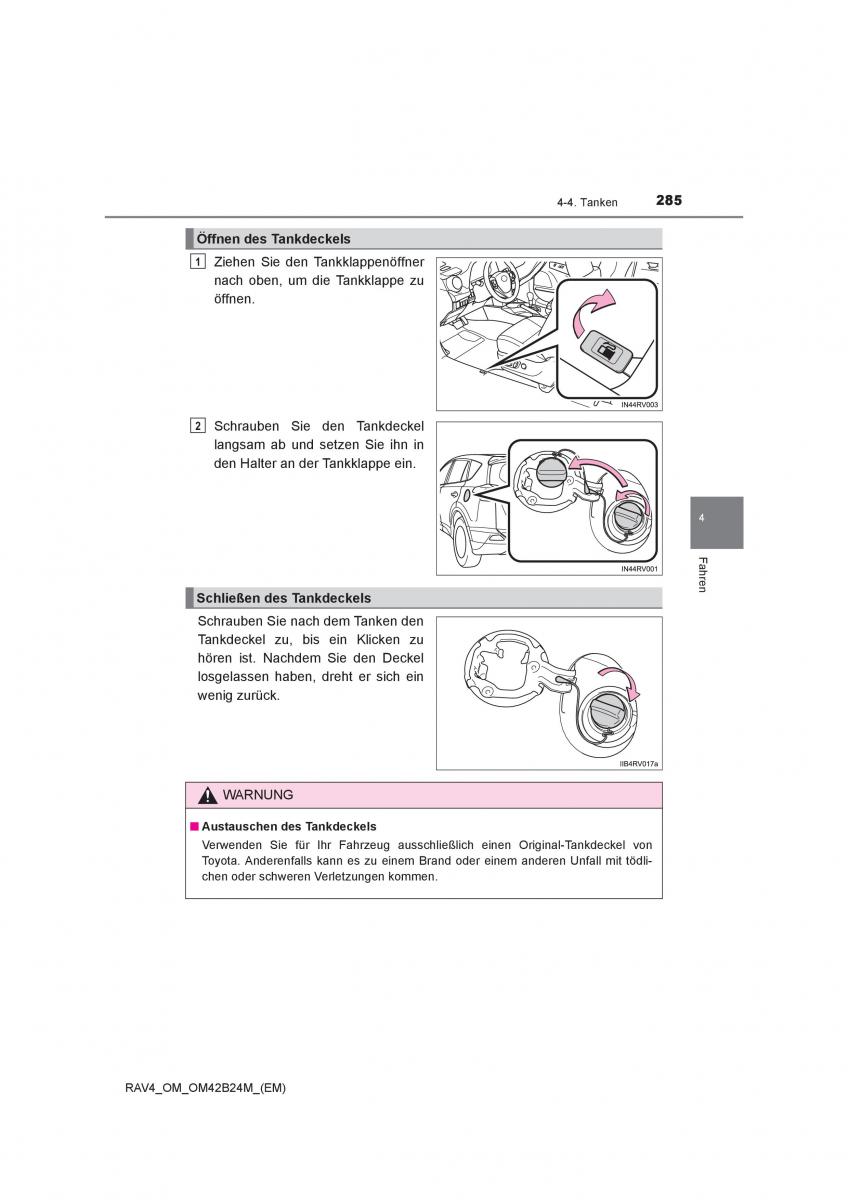 manual  Toyota RAV4 IV 4 Handbuch / page 285