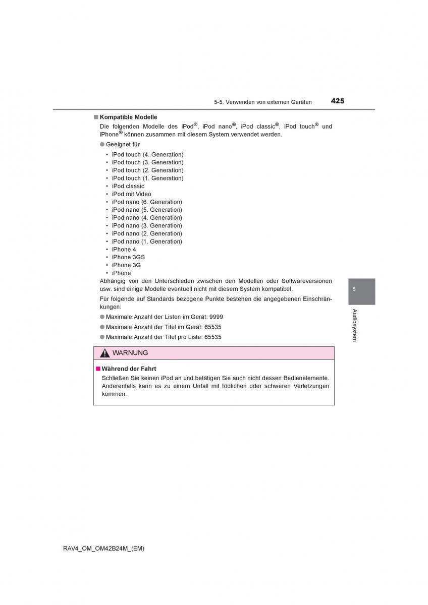 manual  Toyota RAV4 IV 4 Handbuch / page 425