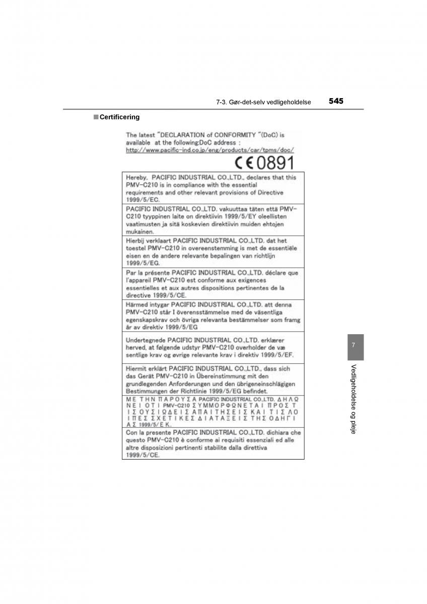 Toyota RAV4 IV 4 Bilens instruktionsbog / page 545