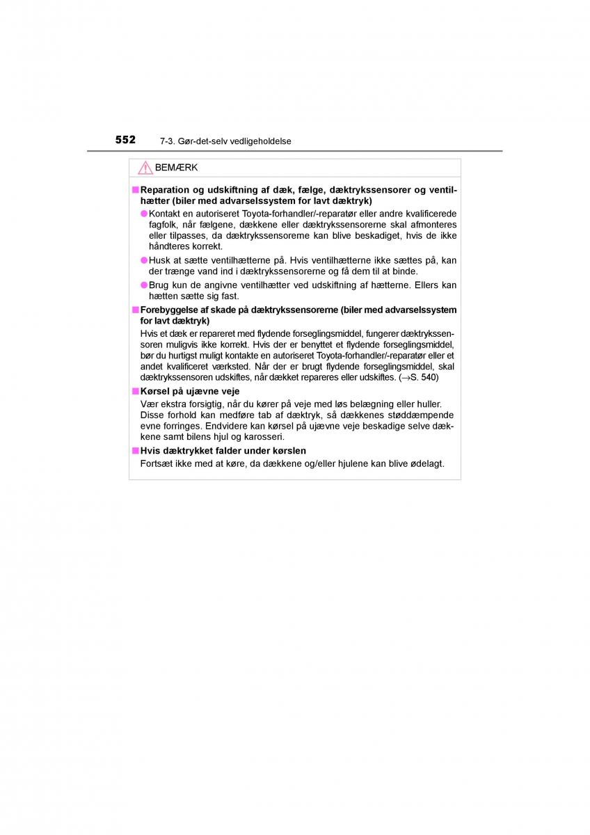 Toyota RAV4 IV 4 Bilens instruktionsbog / page 552