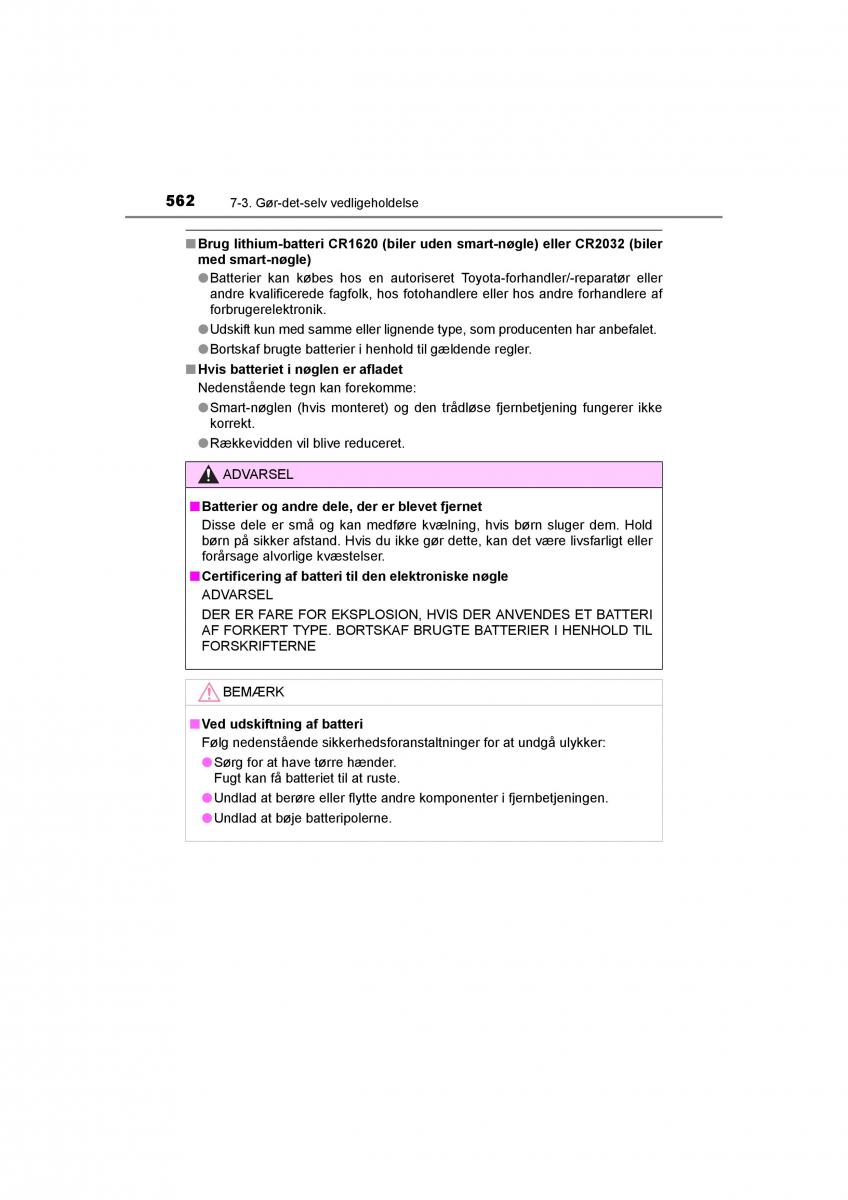 Toyota RAV4 IV 4 Bilens instruktionsbog / page 562