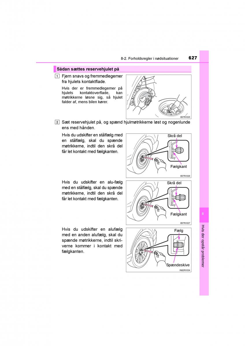 Toyota RAV4 IV 4 Bilens instruktionsbog / page 627