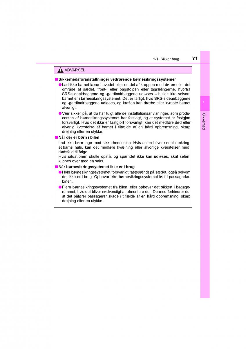 Toyota RAV4 IV 4 Bilens instruktionsbog / page 71