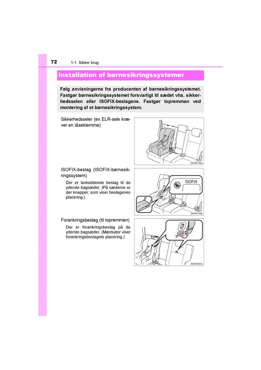 Toyota RAV4 IV 4 Bilens instruktionsbog / page 72