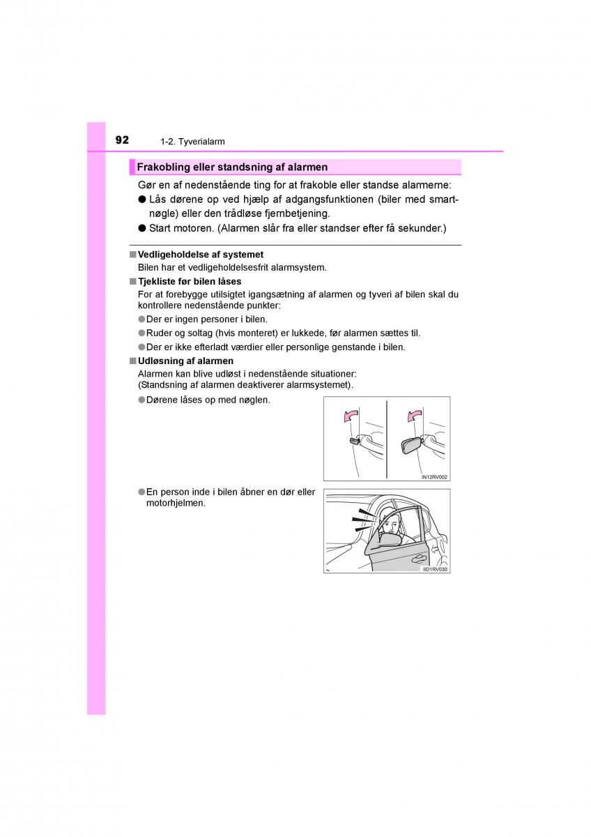 Toyota RAV4 IV 4 Bilens instruktionsbog / page 92