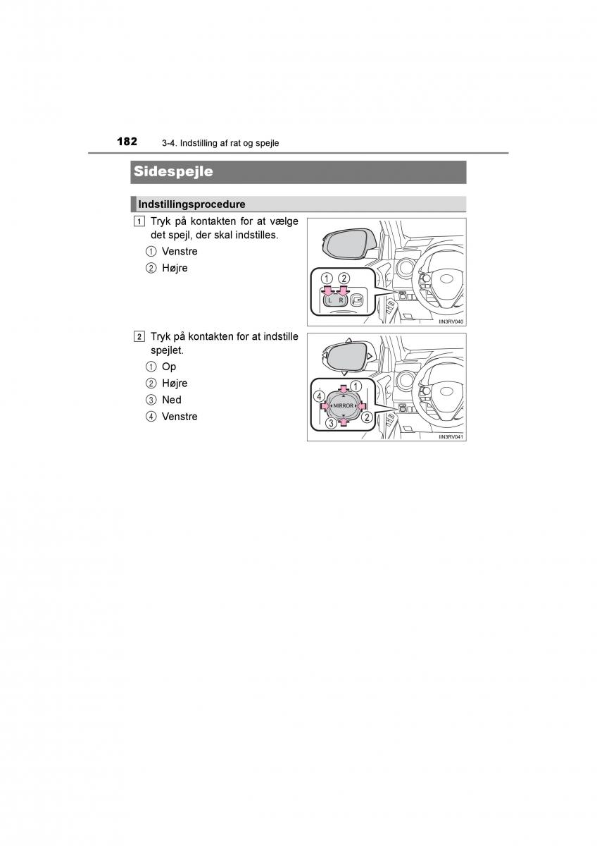 Toyota RAV4 IV 4 Bilens instruktionsbog / page 182