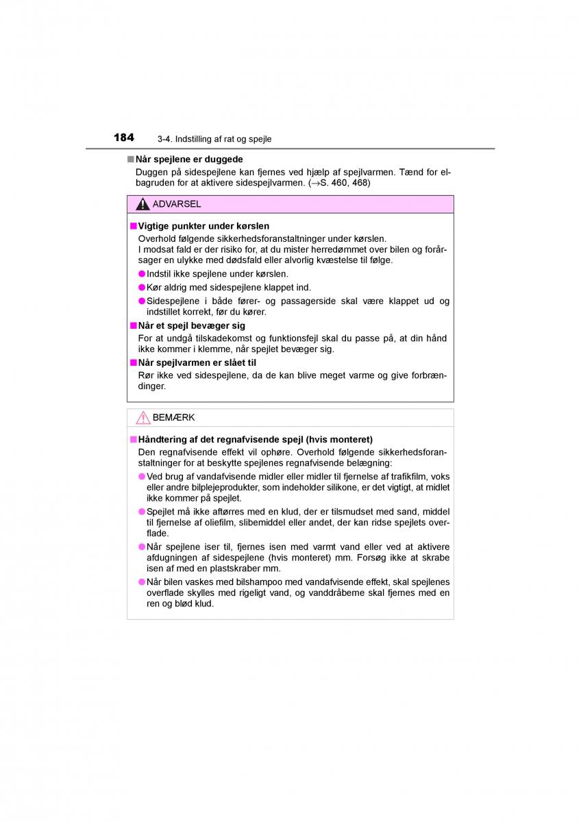 Toyota RAV4 IV 4 Bilens instruktionsbog / page 184