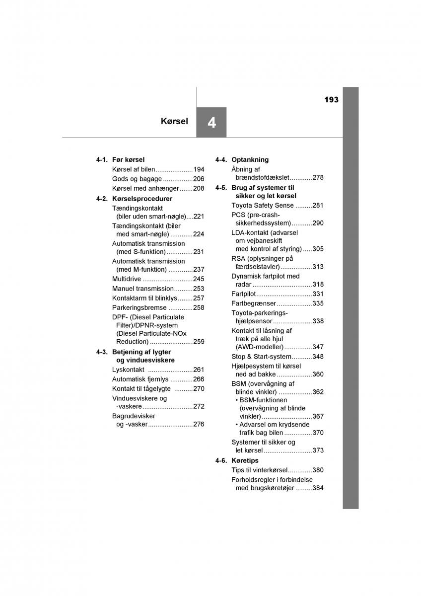 Toyota RAV4 IV 4 Bilens instruktionsbog / page 193