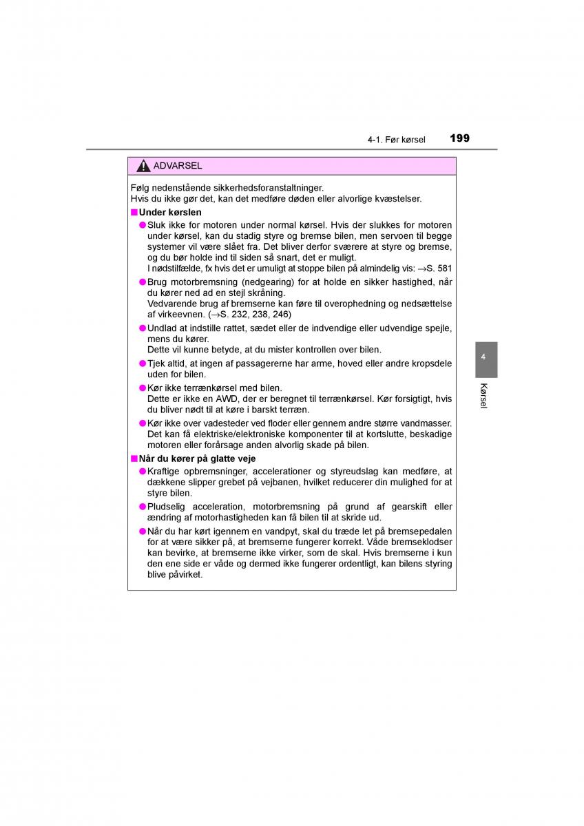 Toyota RAV4 IV 4 Bilens instruktionsbog / page 199