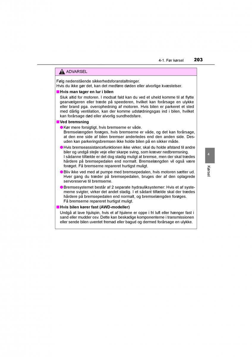 Toyota RAV4 IV 4 Bilens instruktionsbog / page 203