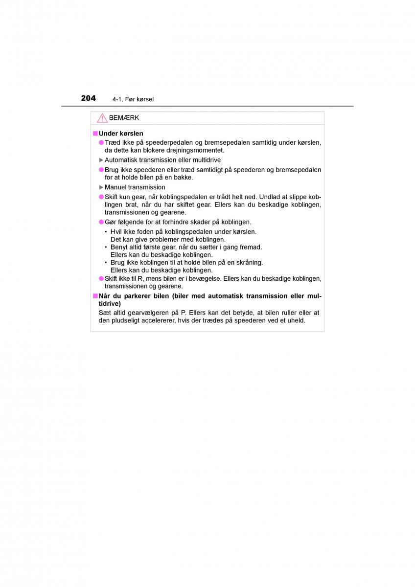 Toyota RAV4 IV 4 Bilens instruktionsbog / page 204