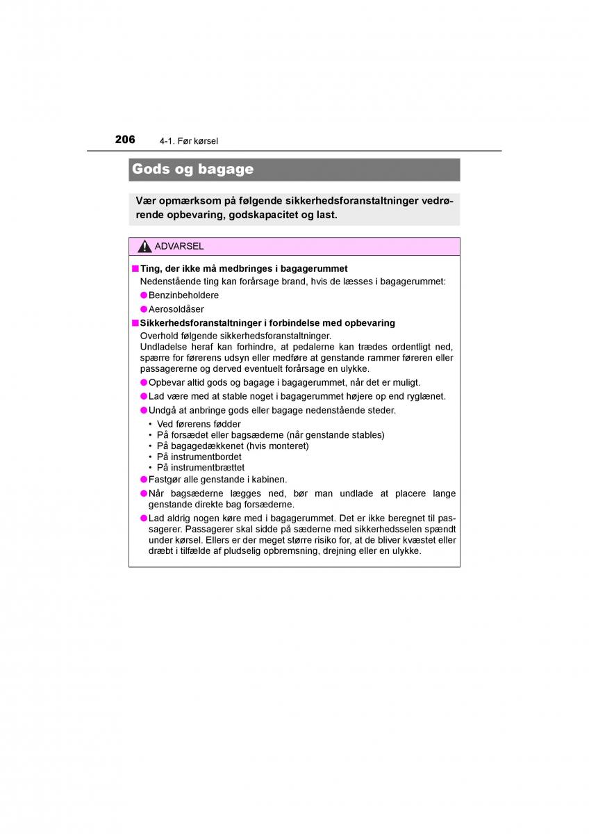 Toyota RAV4 IV 4 Bilens instruktionsbog / page 206