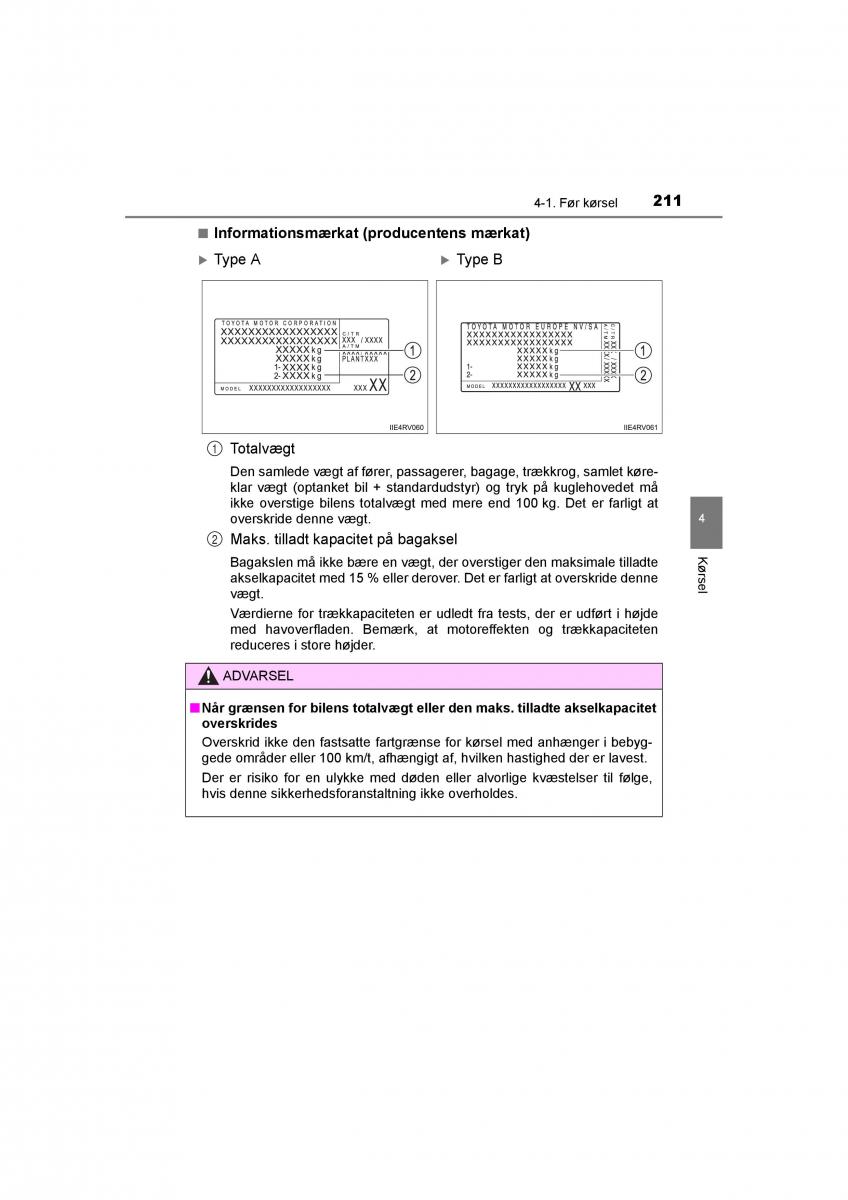 Toyota RAV4 IV 4 Bilens instruktionsbog / page 211