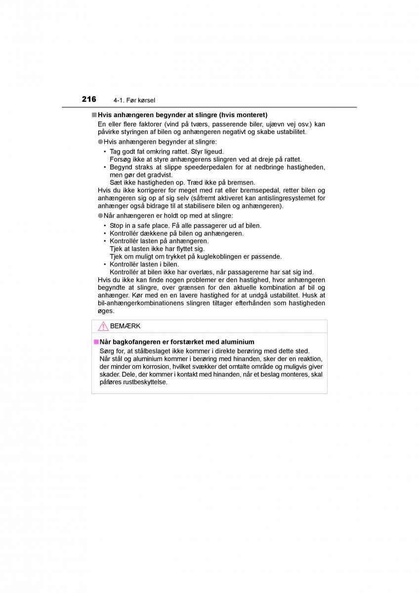 Toyota RAV4 IV 4 Bilens instruktionsbog / page 216