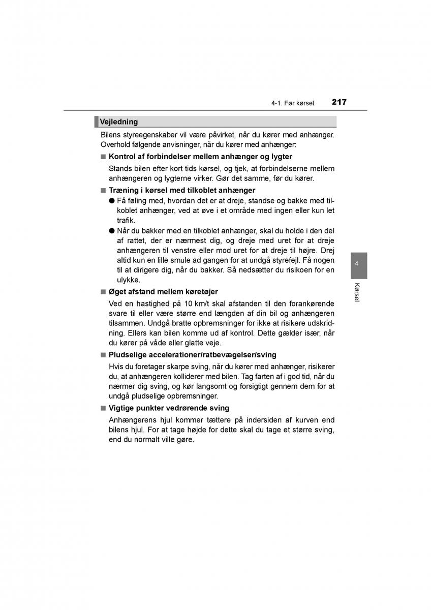 Toyota RAV4 IV 4 Bilens instruktionsbog / page 217