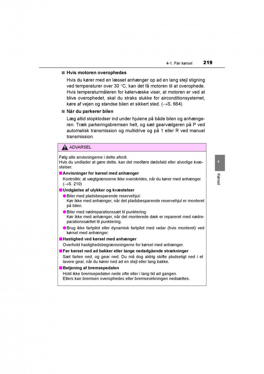 Toyota RAV4 IV 4 Bilens instruktionsbog / page 219