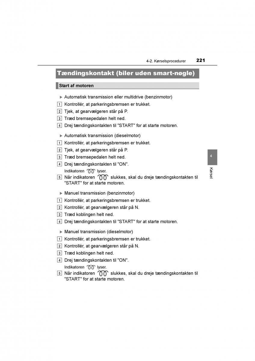 Toyota RAV4 IV 4 Bilens instruktionsbog / page 221