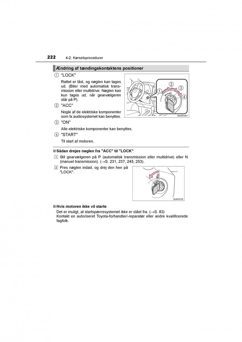 Toyota RAV4 IV 4 Bilens instruktionsbog / page 222