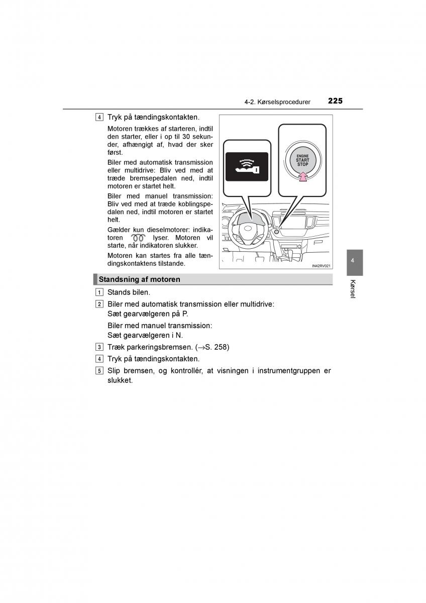 Toyota RAV4 IV 4 Bilens instruktionsbog / page 225