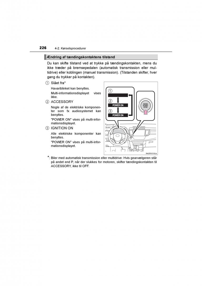 Toyota RAV4 IV 4 Bilens instruktionsbog / page 226