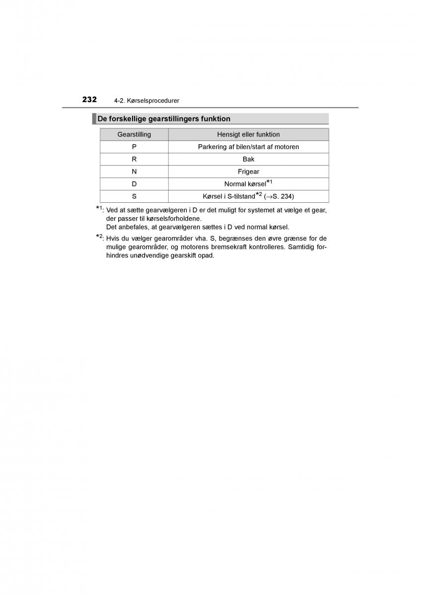 Toyota RAV4 IV 4 Bilens instruktionsbog / page 232