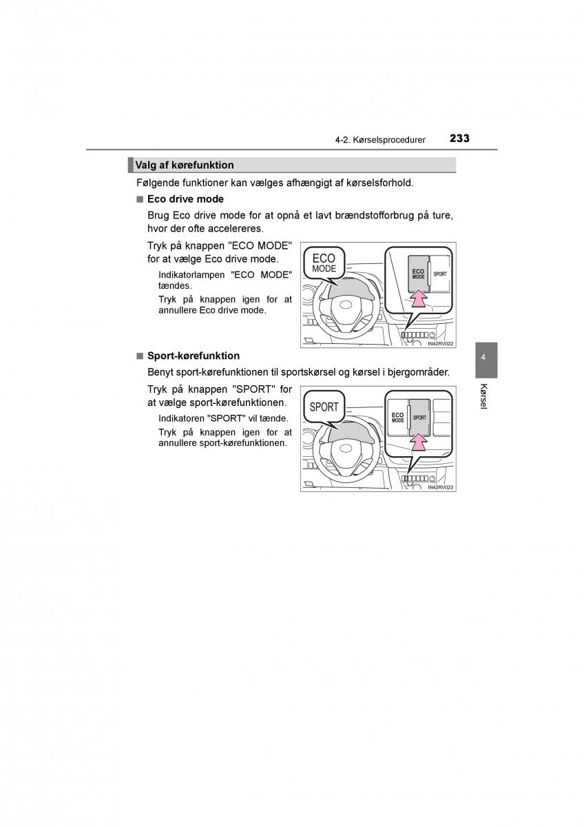 Toyota RAV4 IV 4 Bilens instruktionsbog / page 233