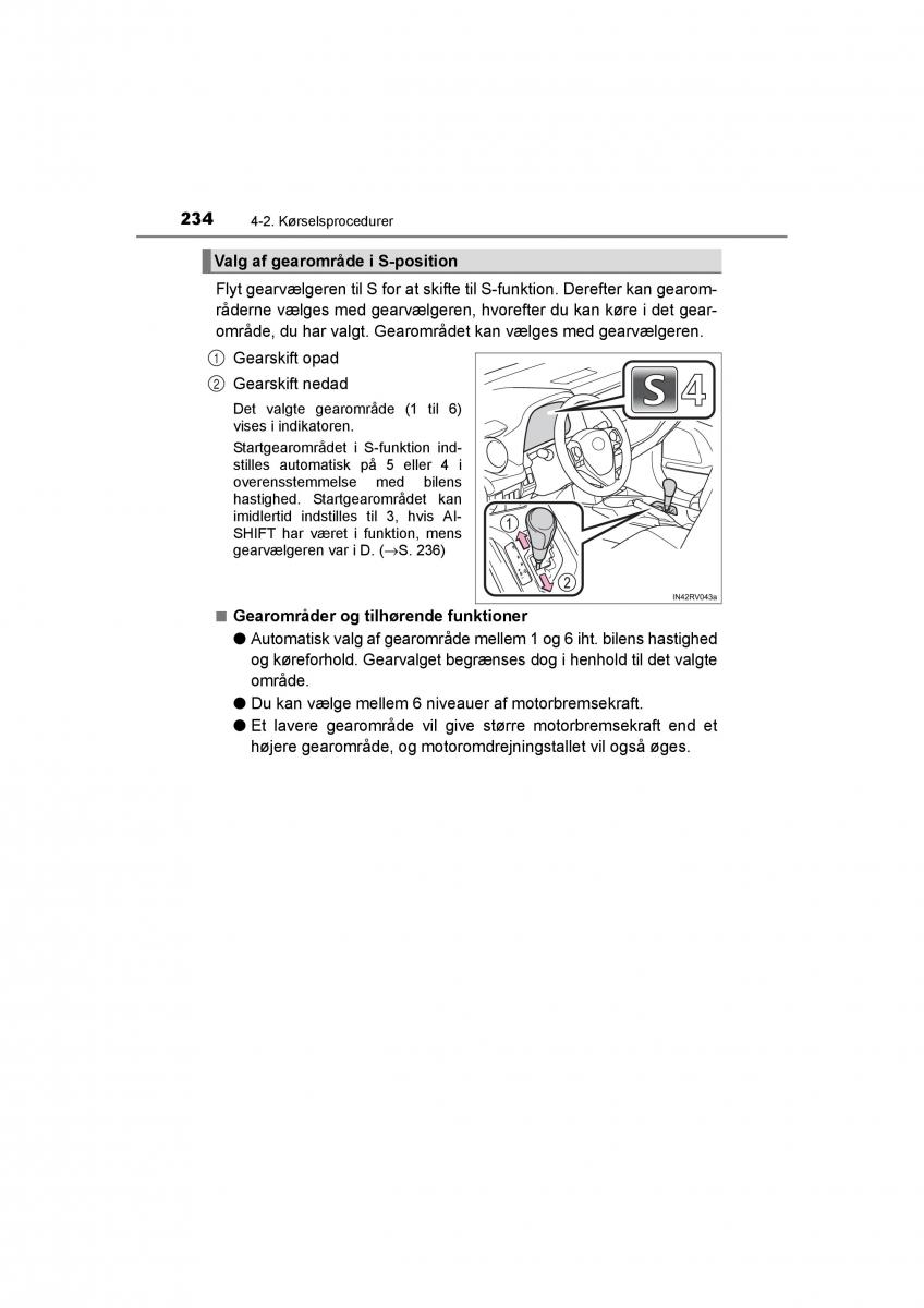 Toyota RAV4 IV 4 Bilens instruktionsbog / page 234