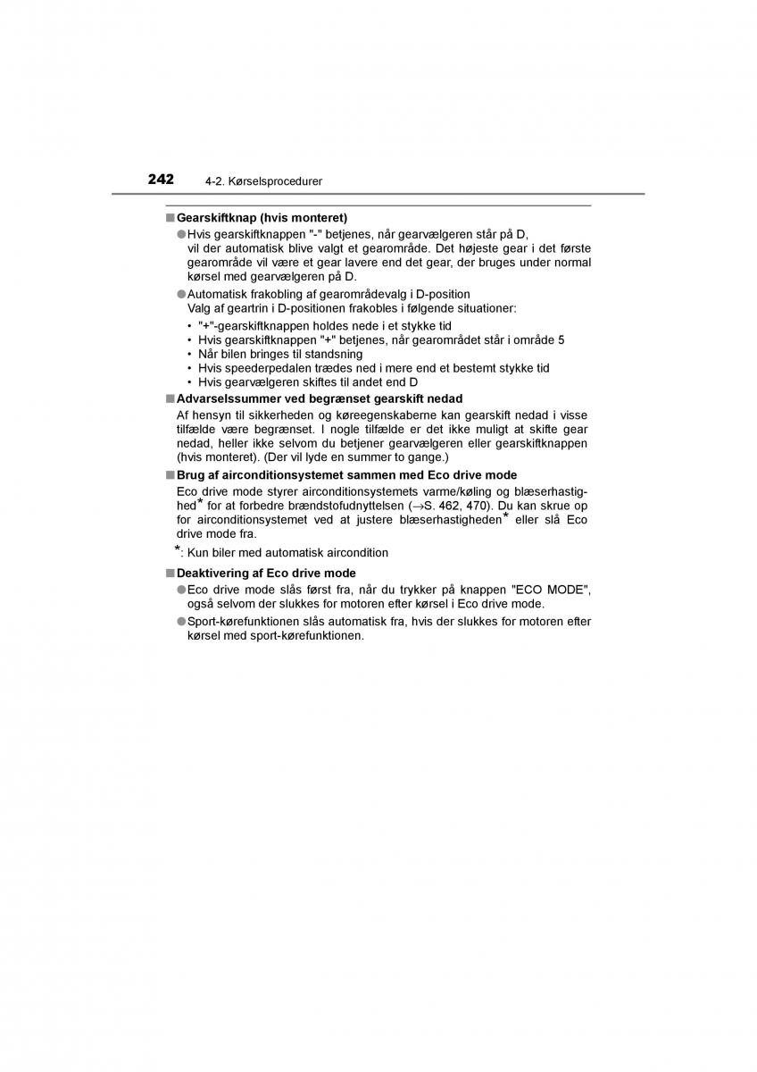 Toyota RAV4 IV 4 Bilens instruktionsbog / page 242