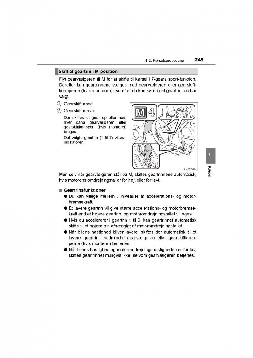 Toyota RAV4 IV 4 Bilens instruktionsbog / page 249