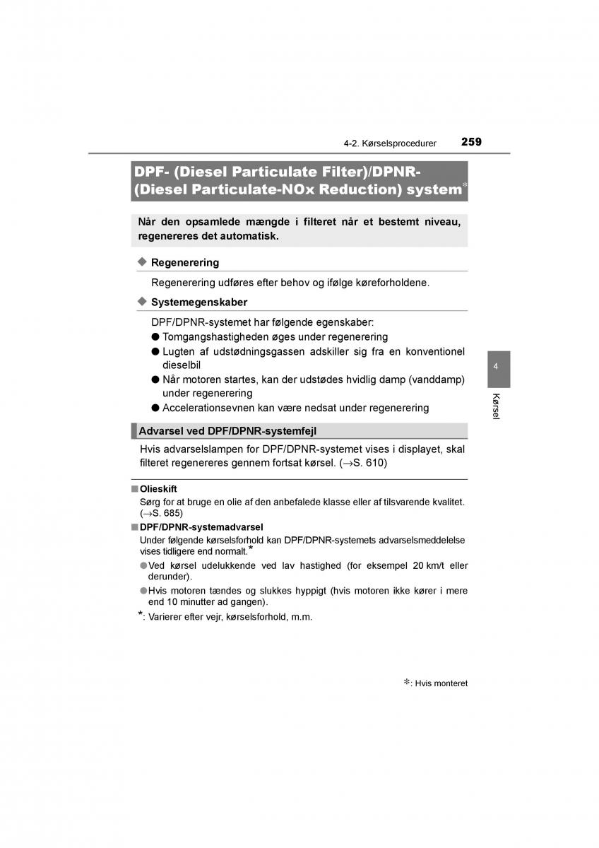 Toyota RAV4 IV 4 Bilens instruktionsbog / page 259