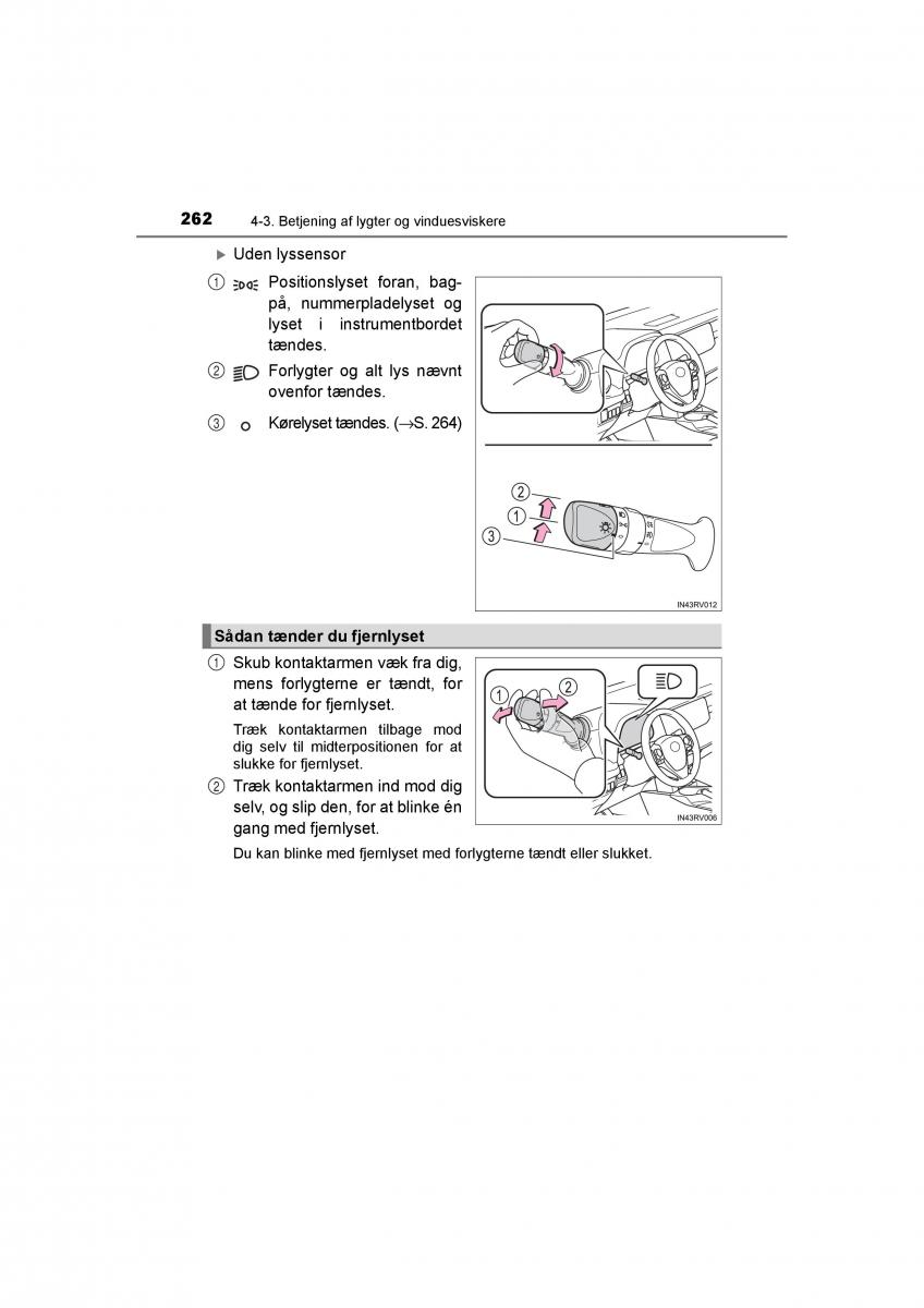 Toyota RAV4 IV 4 Bilens instruktionsbog / page 262