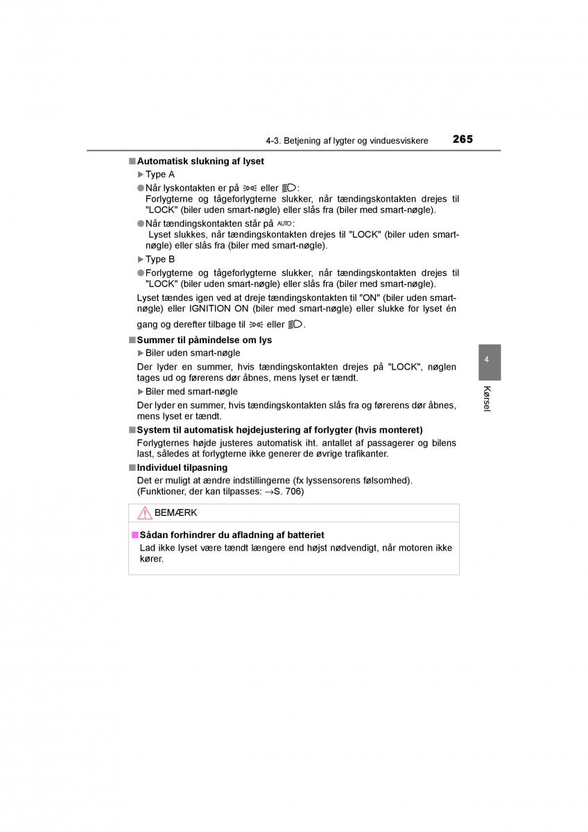 Toyota RAV4 IV 4 Bilens instruktionsbog / page 265