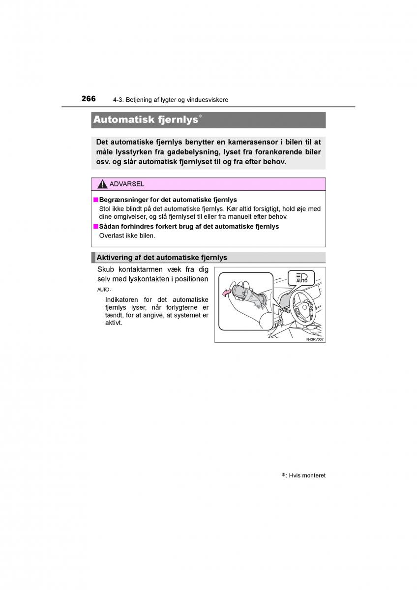 Toyota RAV4 IV 4 Bilens instruktionsbog / page 266