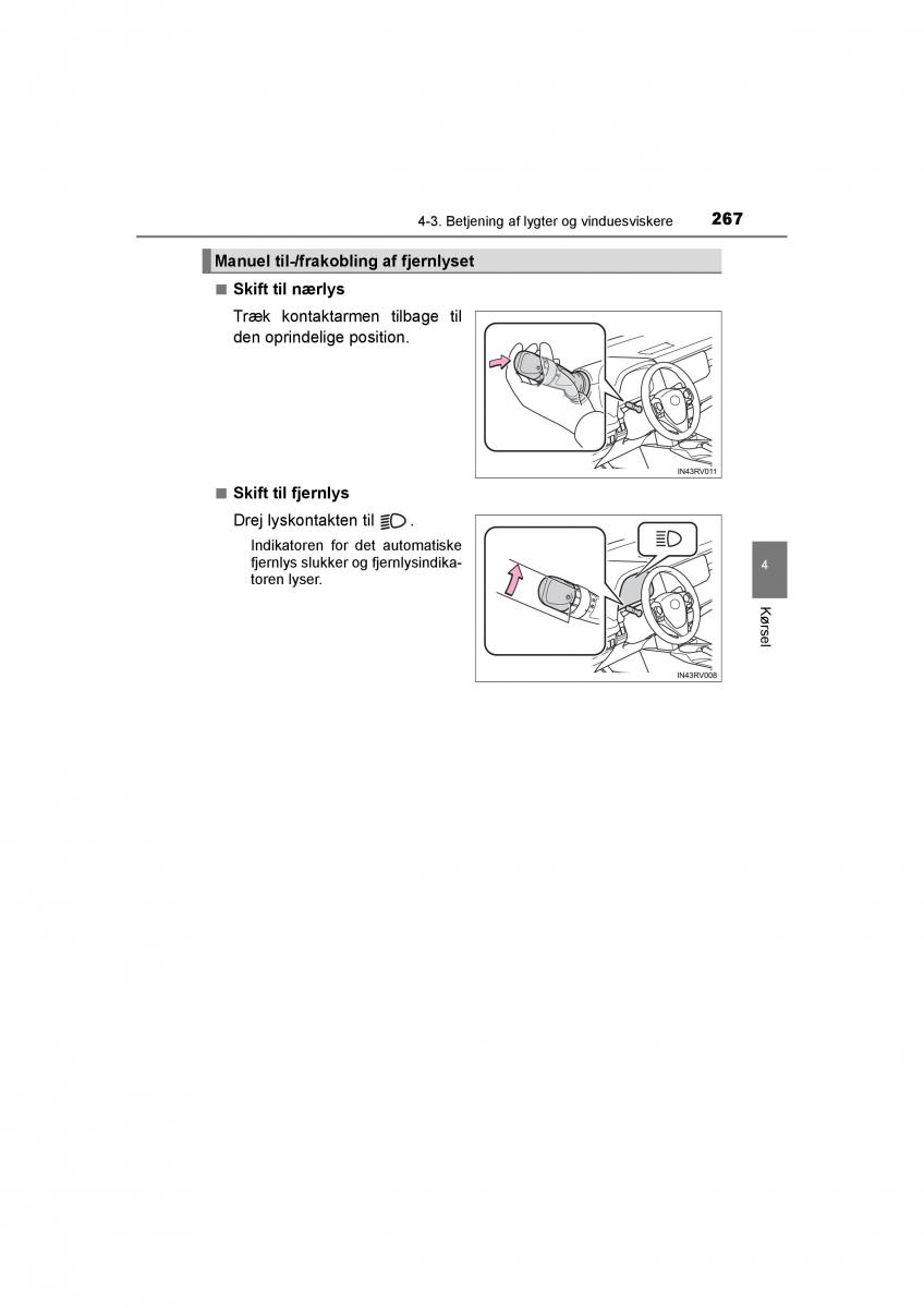 Toyota RAV4 IV 4 Bilens instruktionsbog / page 267