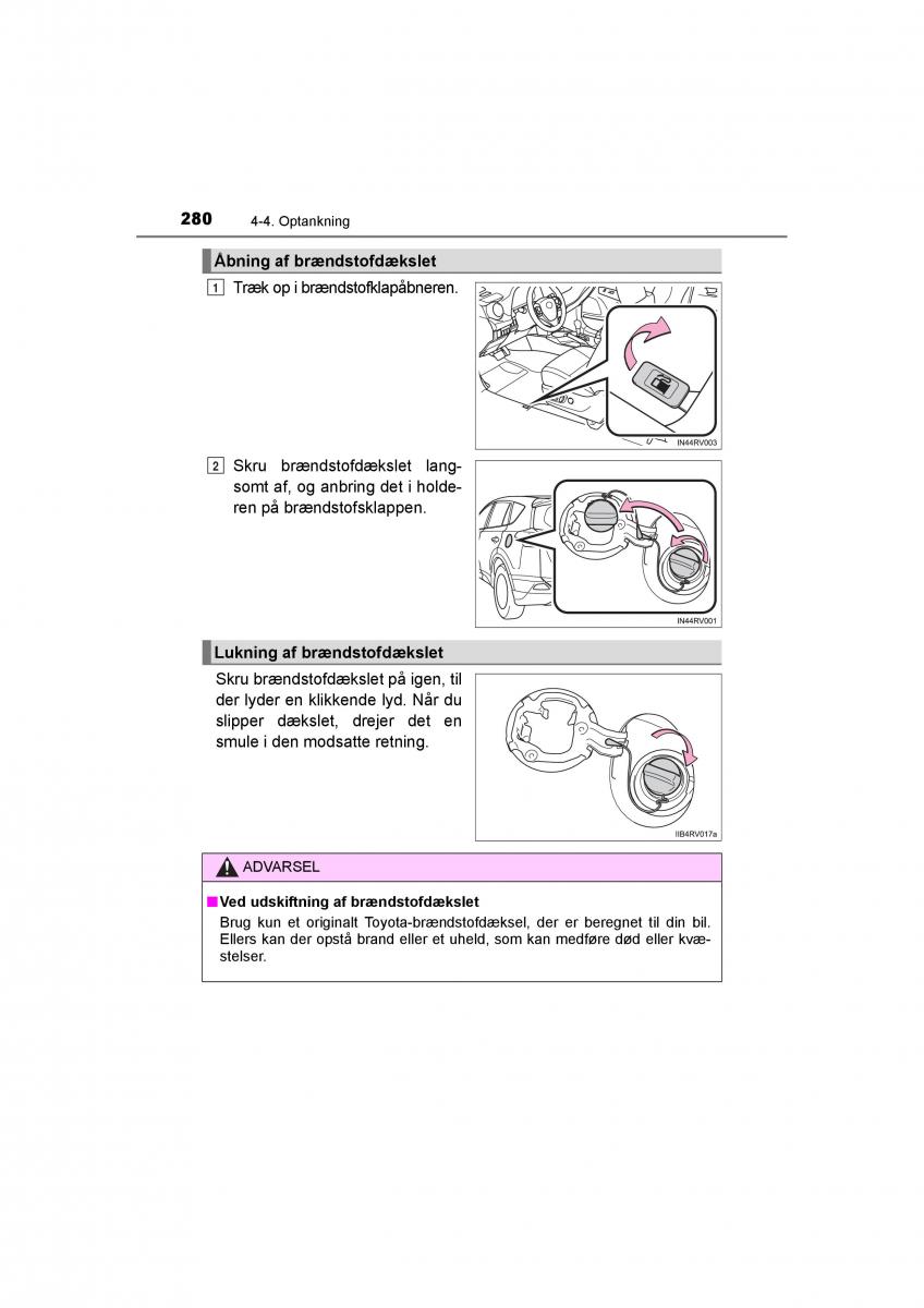 Toyota RAV4 IV 4 Bilens instruktionsbog / page 280