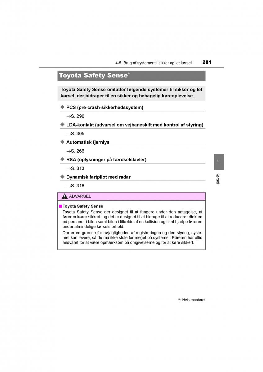 Toyota RAV4 IV 4 Bilens instruktionsbog / page 281