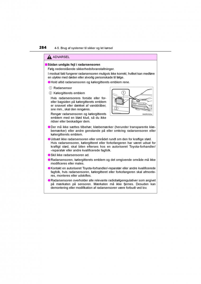 Toyota RAV4 IV 4 Bilens instruktionsbog / page 284