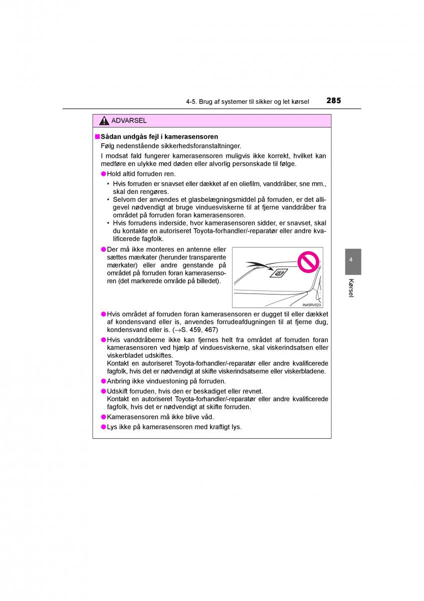 Toyota RAV4 IV 4 Bilens instruktionsbog / page 285