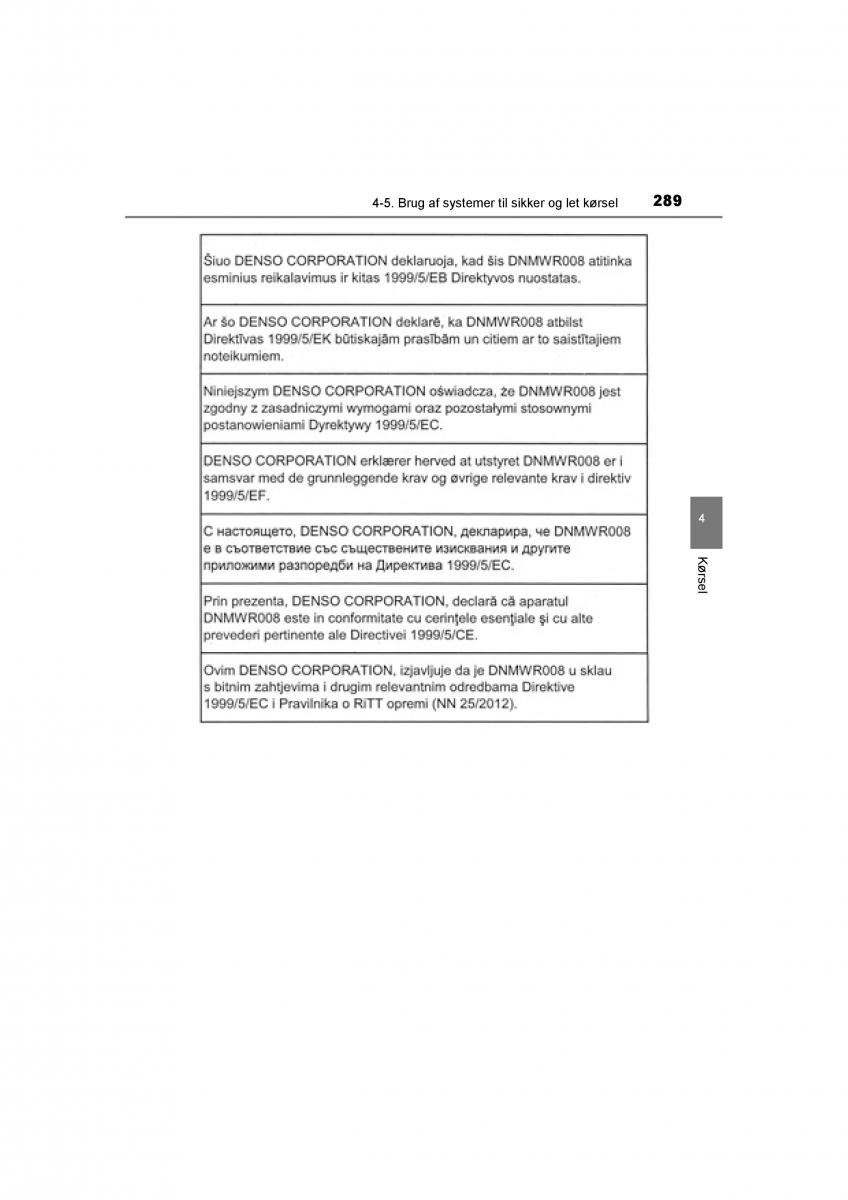 Toyota RAV4 IV 4 Bilens instruktionsbog / page 289