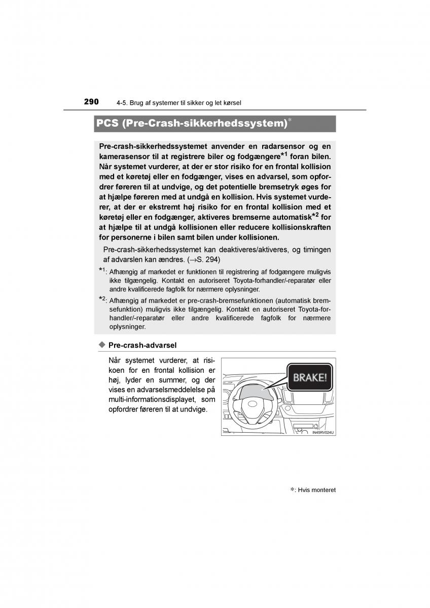 Toyota RAV4 IV 4 Bilens instruktionsbog / page 290