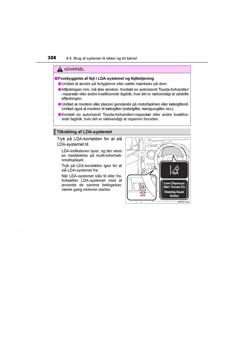 Toyota RAV4 IV 4 Bilens instruktionsbog / page 308