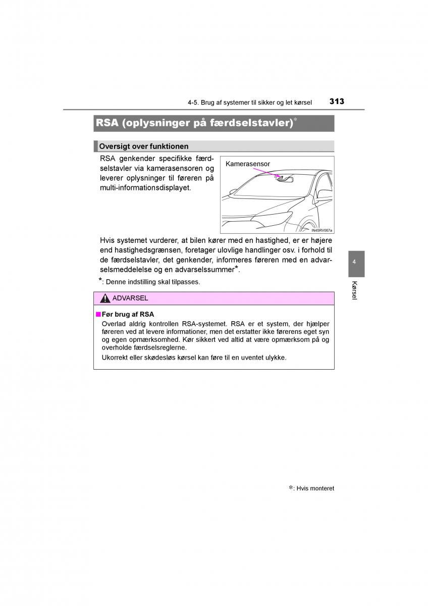 Toyota RAV4 IV 4 Bilens instruktionsbog / page 313