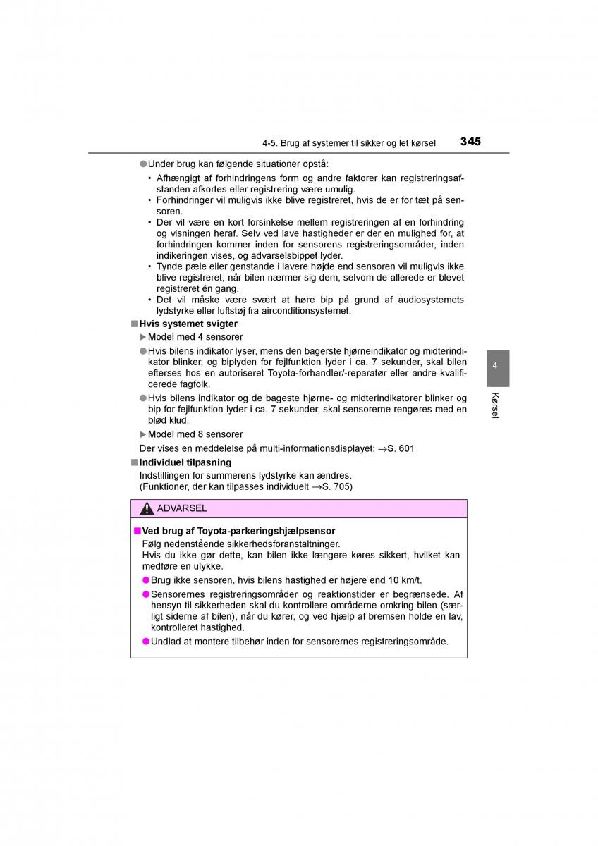 Toyota RAV4 IV 4 Bilens instruktionsbog / page 345