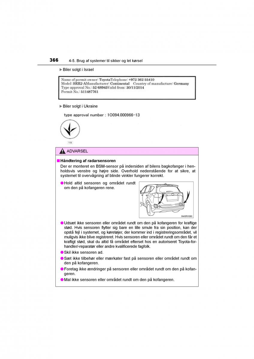 Toyota RAV4 IV 4 Bilens instruktionsbog / page 366