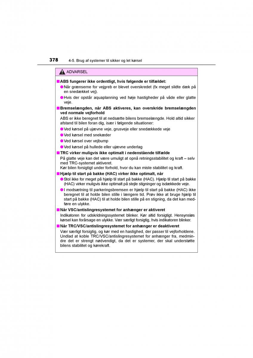 Toyota RAV4 IV 4 Bilens instruktionsbog / page 378