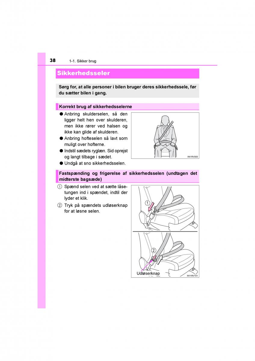 Toyota RAV4 IV 4 Bilens instruktionsbog / page 38